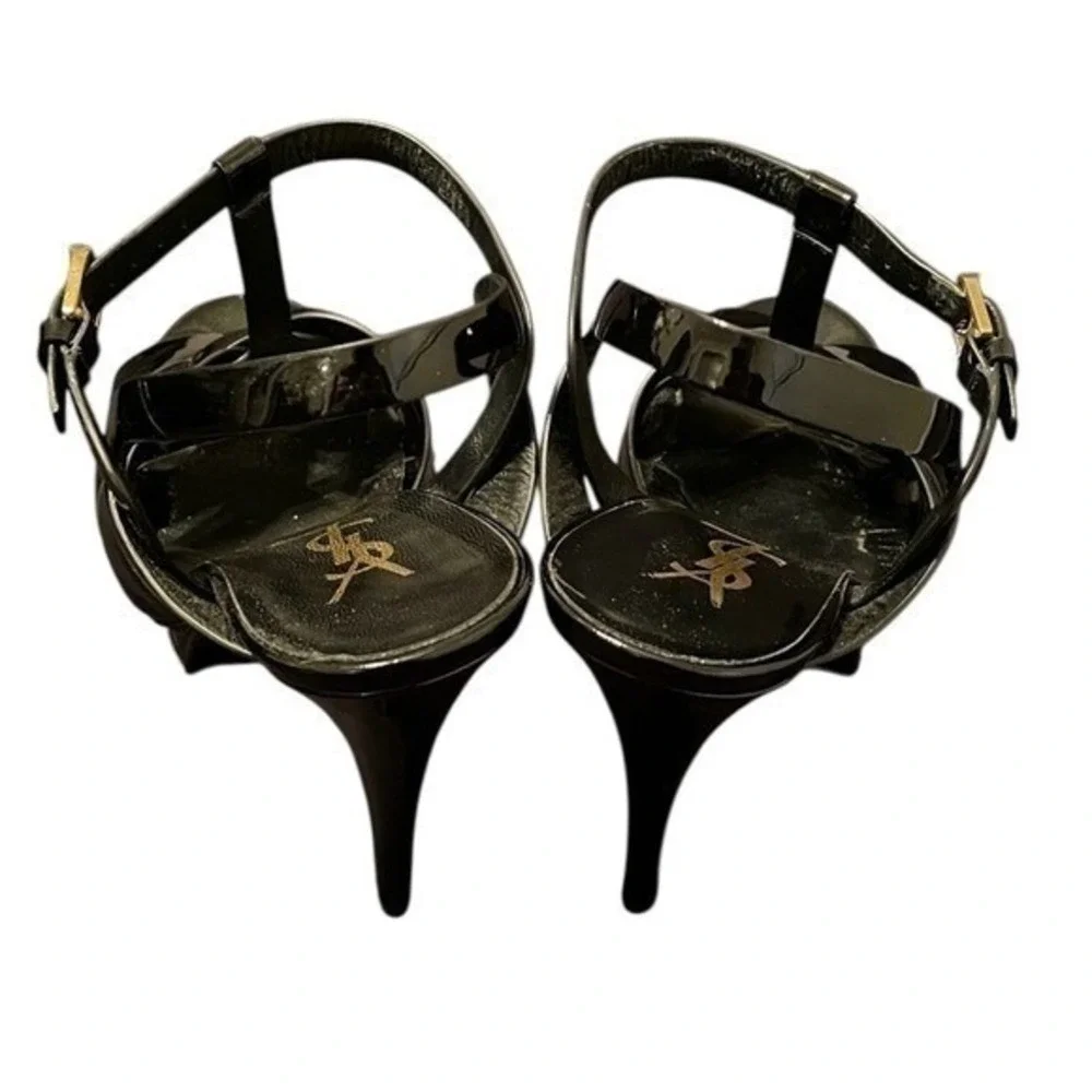Saint Laurent Women's Nero Leather Vitello Vernice Soft Heels Size EU38 (US 8)‎ - Picture 5 of 15